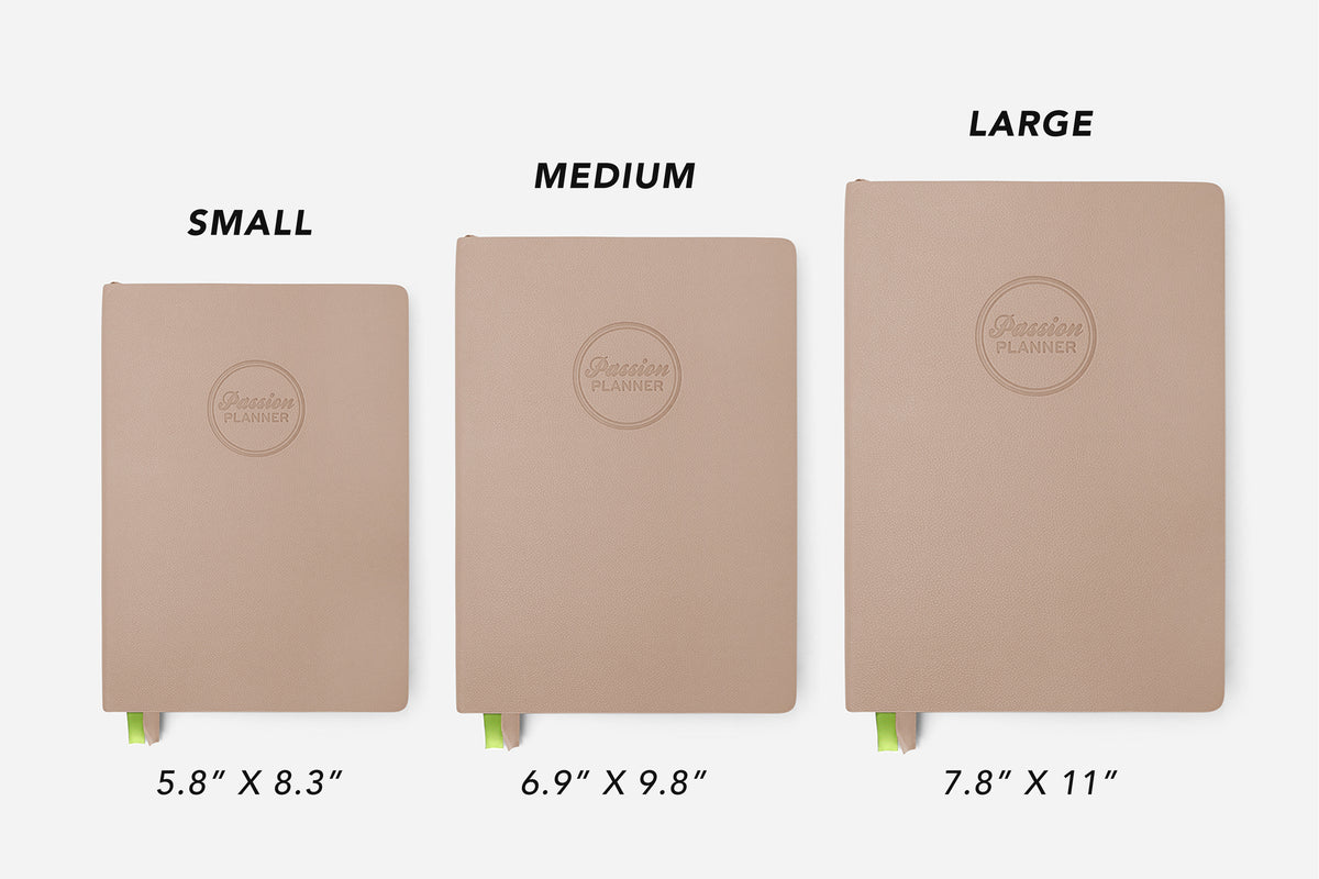 Cozy Beige Passion Planner size comparison