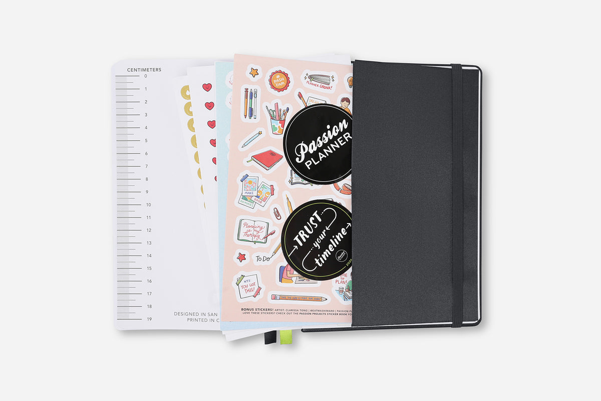 Passion Planner back pocket and free stickers 