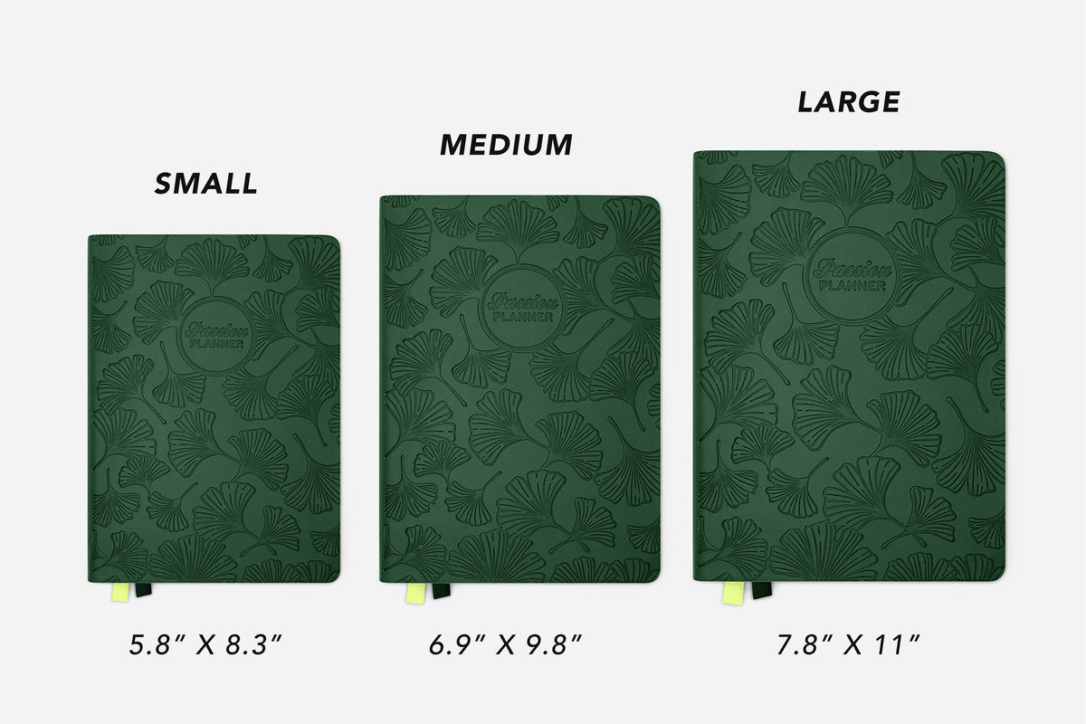 Gingko Green Passion Planner size comparison