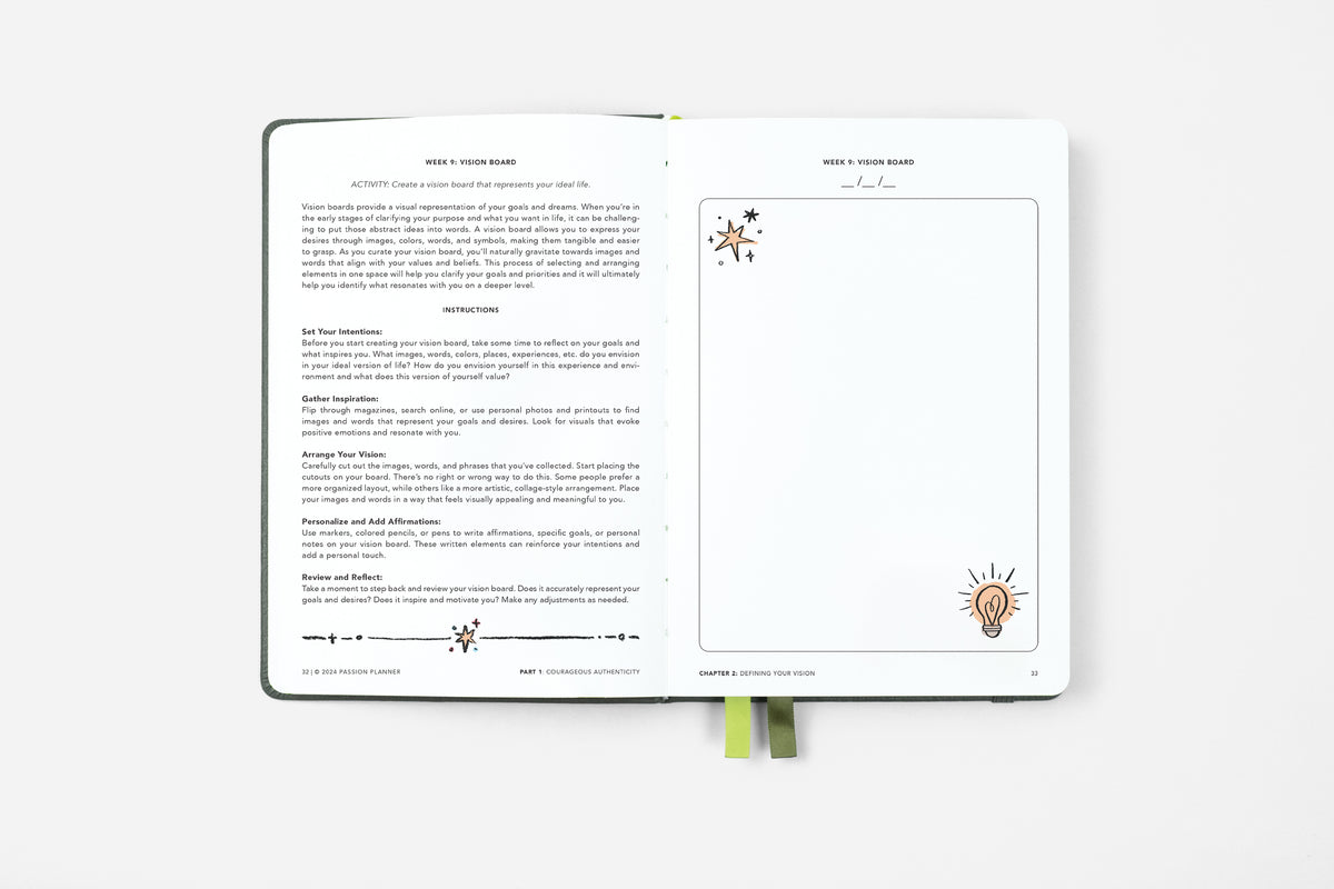 guided journal vision board activity