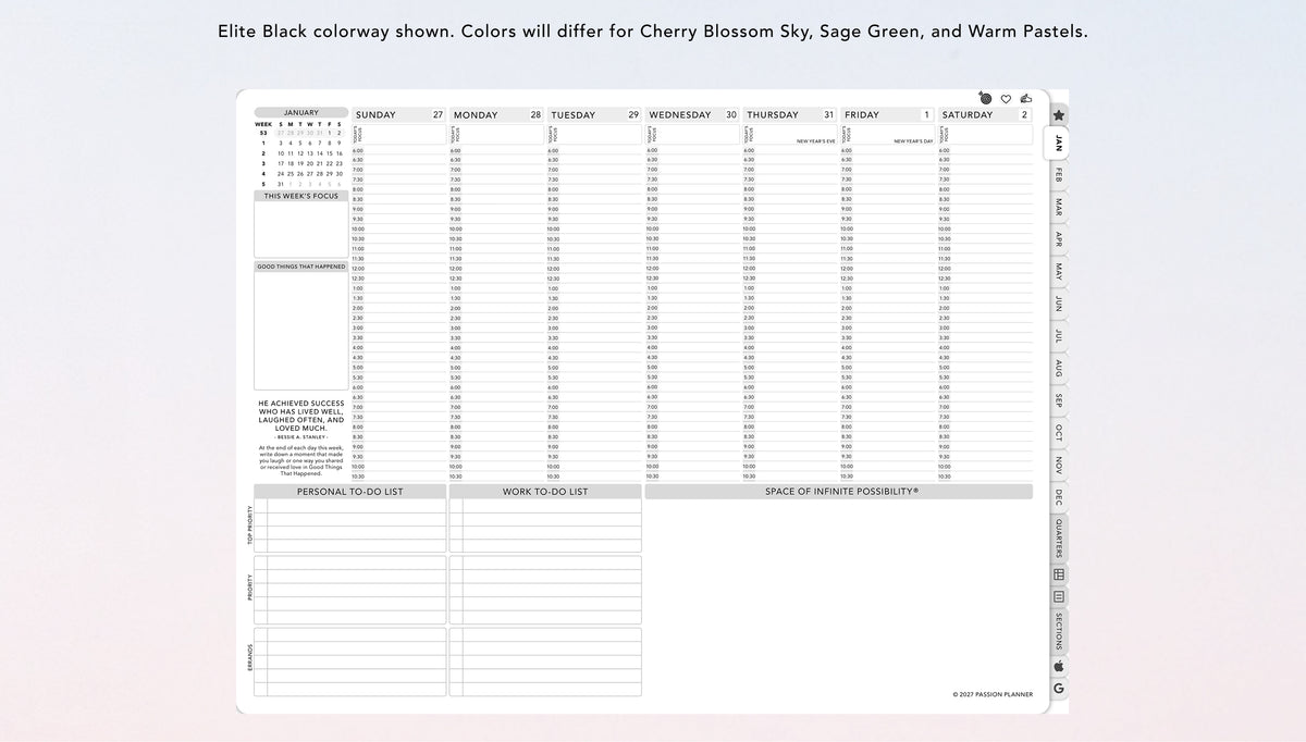 A digital weekly planner page shown on a light gray background.