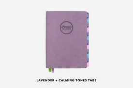 A 2027 Lavender Planner with a variety of tab combinations.