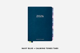 navy blue hardcover and monthly tabs combinations