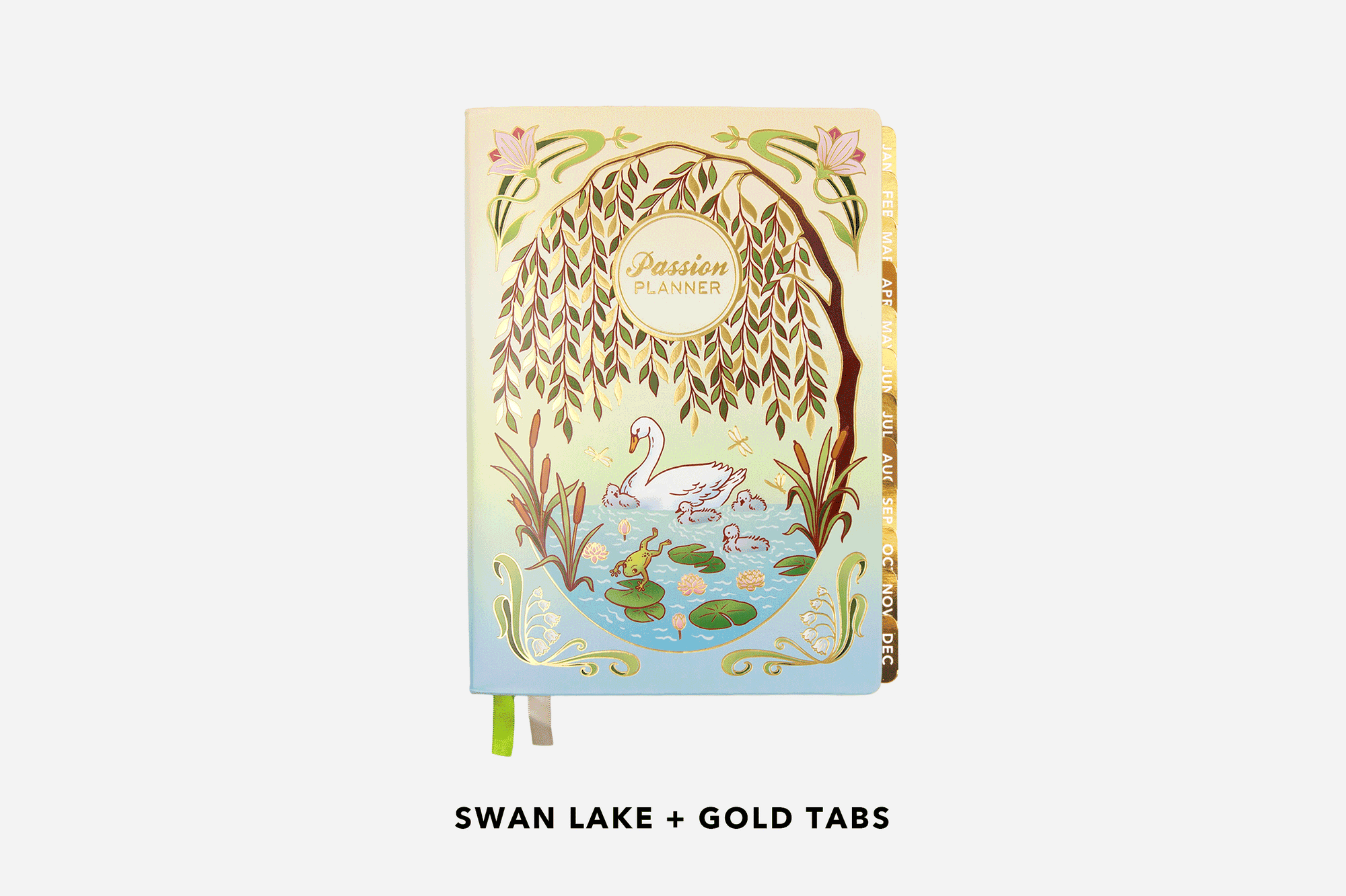 A 2027 Swan Lake Planner with a variety of tab combinations.