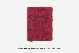 A 2027 Tigerberry Red Planner with a variety of tab combinations.
