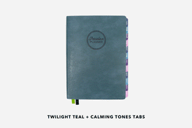 A 2027 Twilight Teal Planner with a variety of tab combinations.