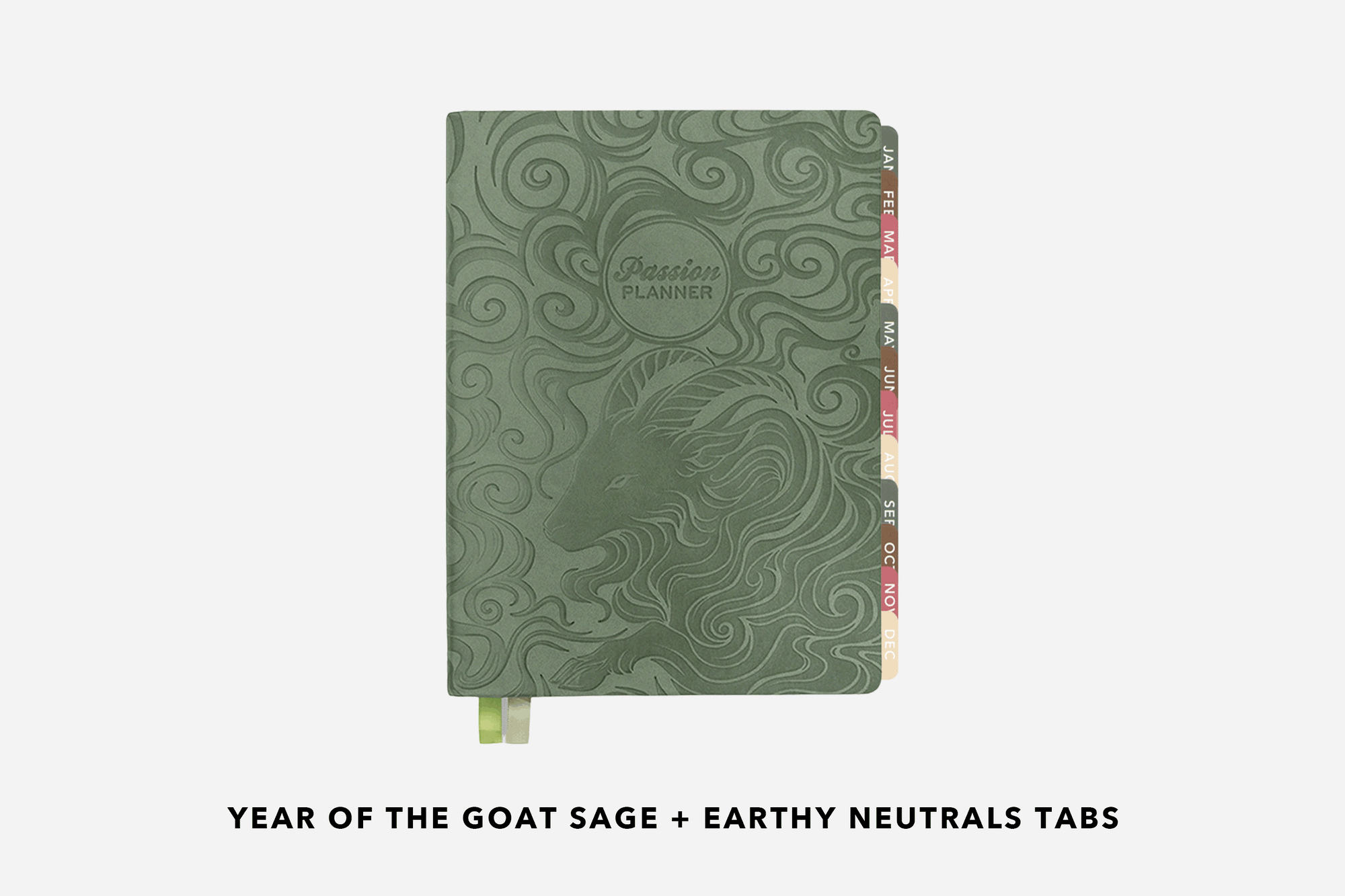 A 2027 Year of the Goat Sage planner with a variety of planner tab combinations.
