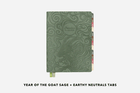 A 2027 Year of the Goat Sage planner with a variety of planner tab combinations.