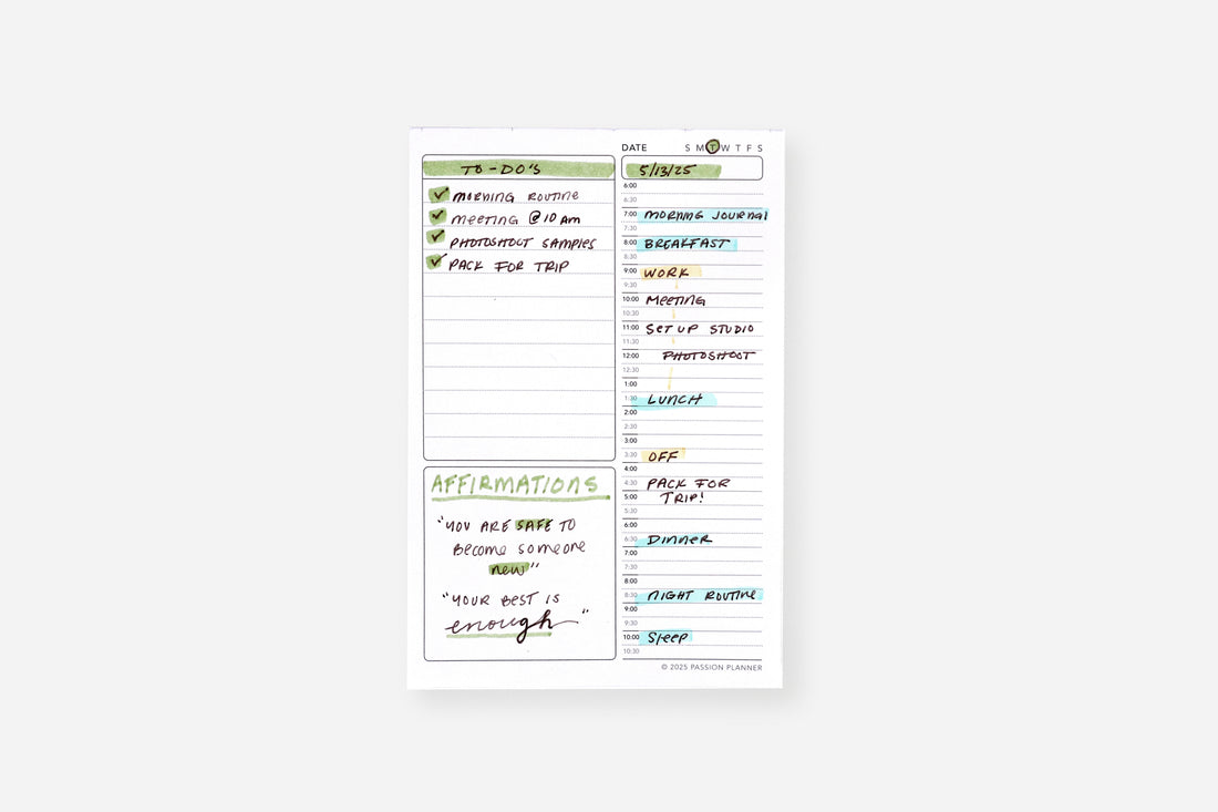 daily notepad insert filled in