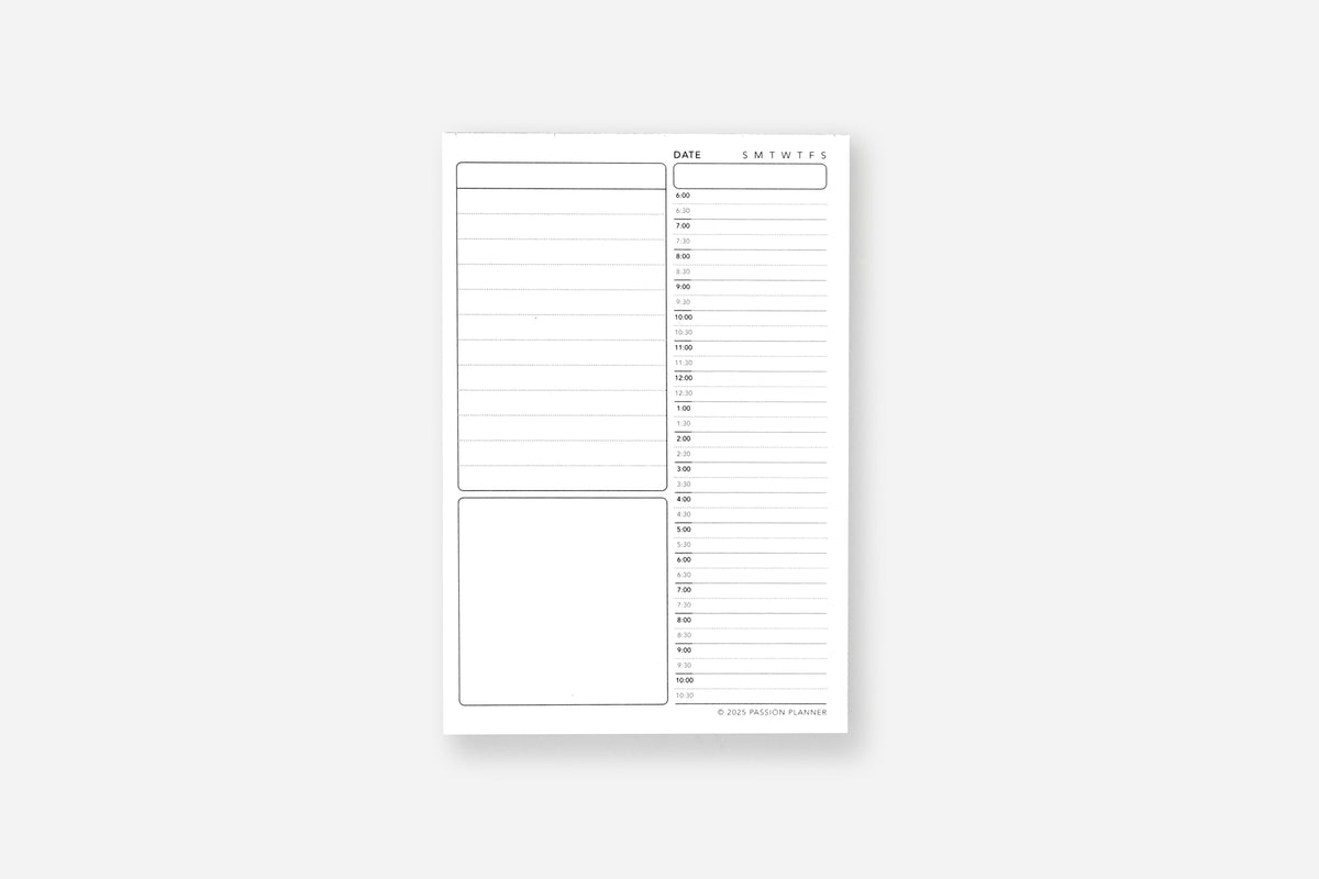 daily schedule notepad insert