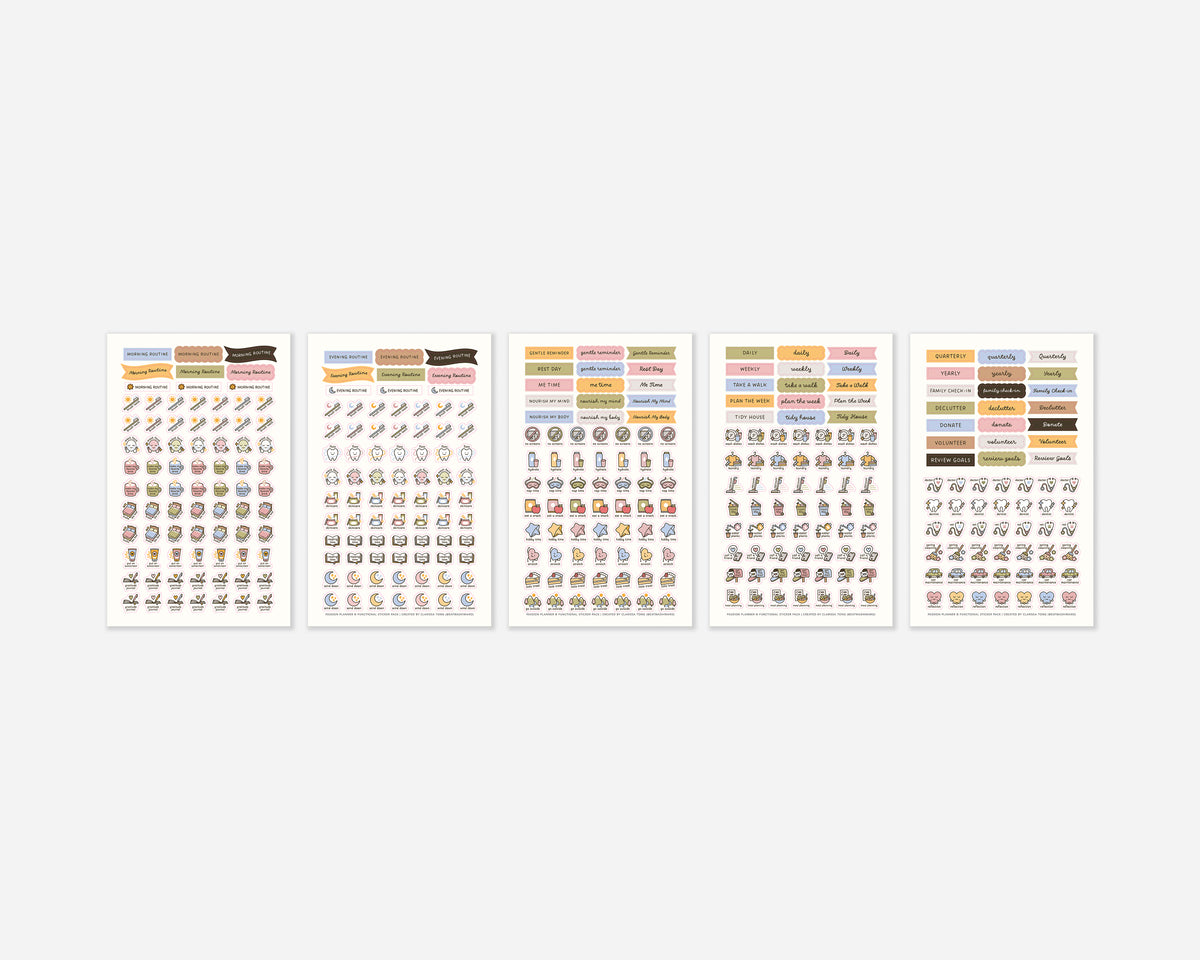 All 5 sheets of routines and chores sticker pack