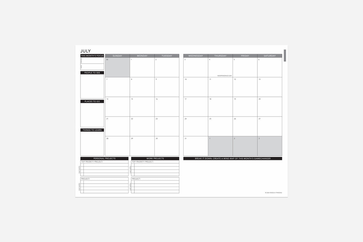 mid-year planner monthly layout