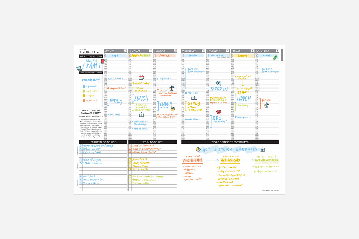 filled dated weekly free planner