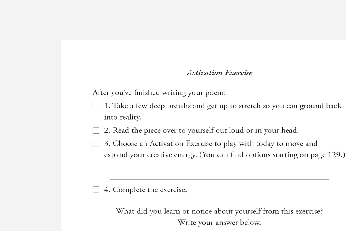 poetry journal activation exercise