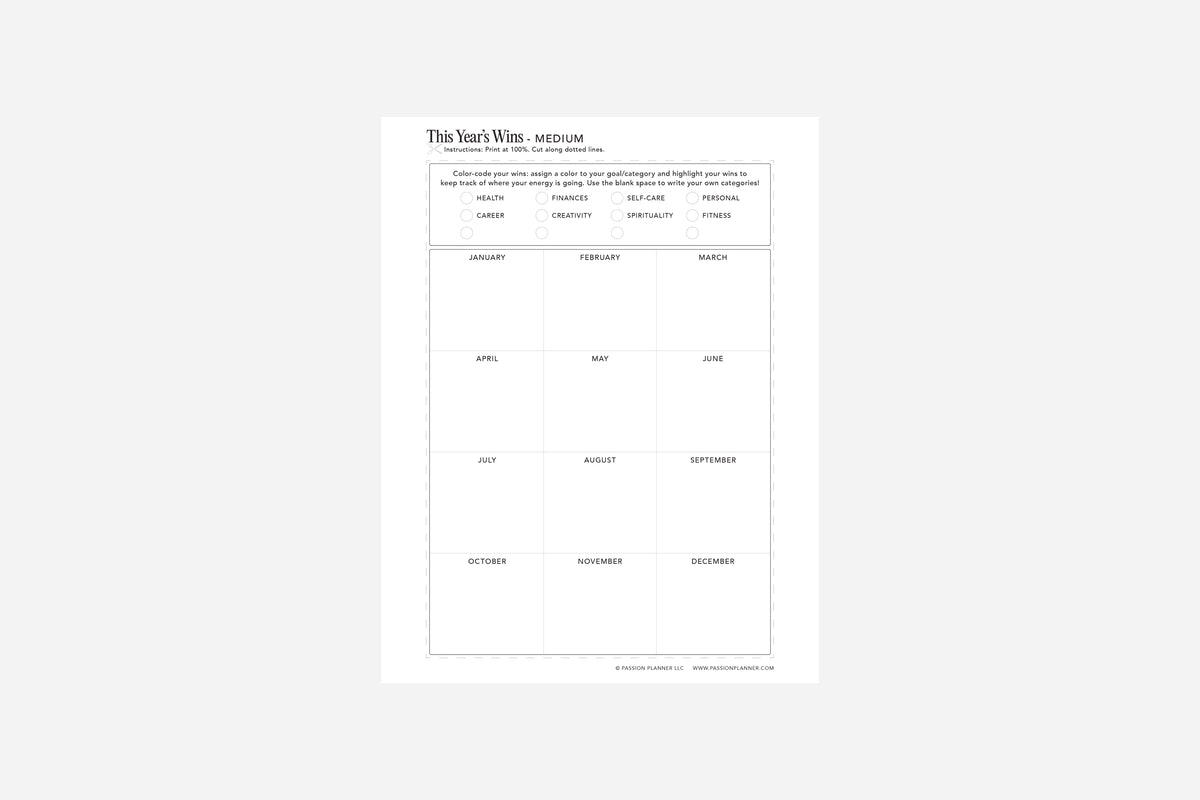 Full view of a printable pdf titled 'this year's wins.'