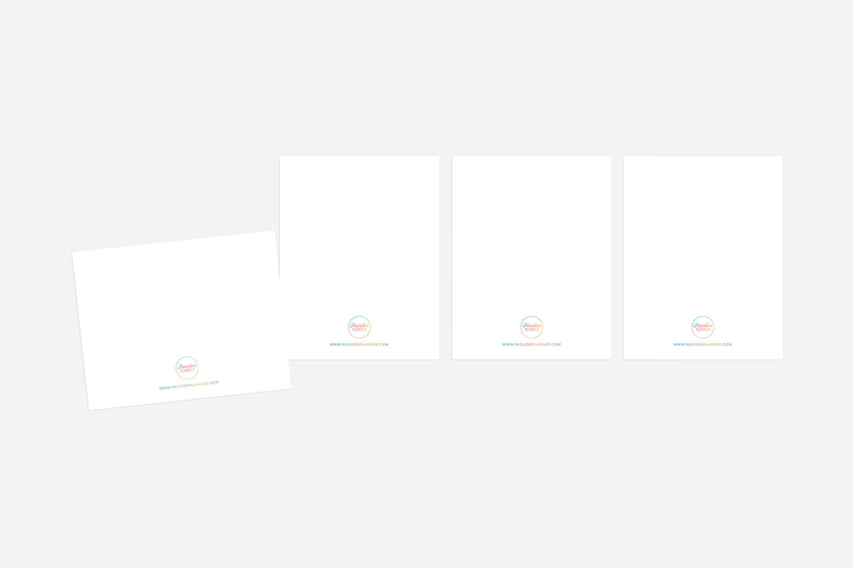 back of four greeting cards