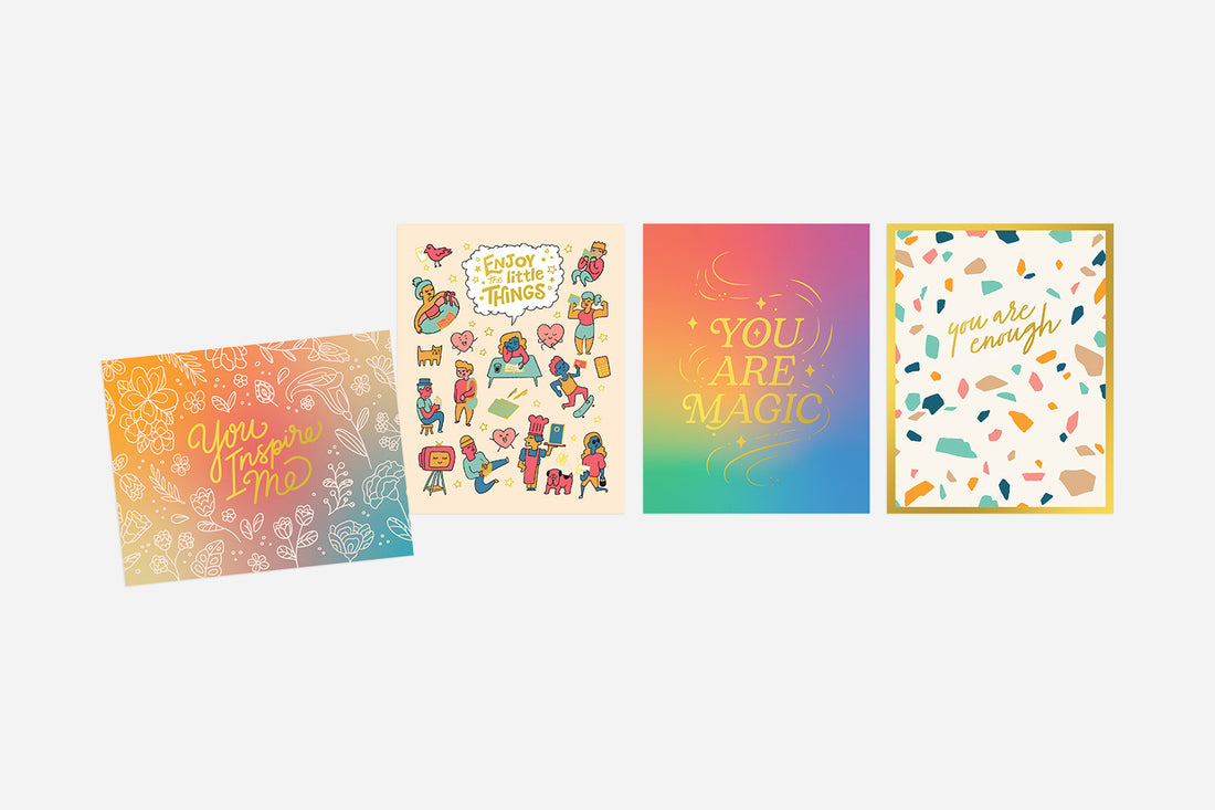 four greeting card covers