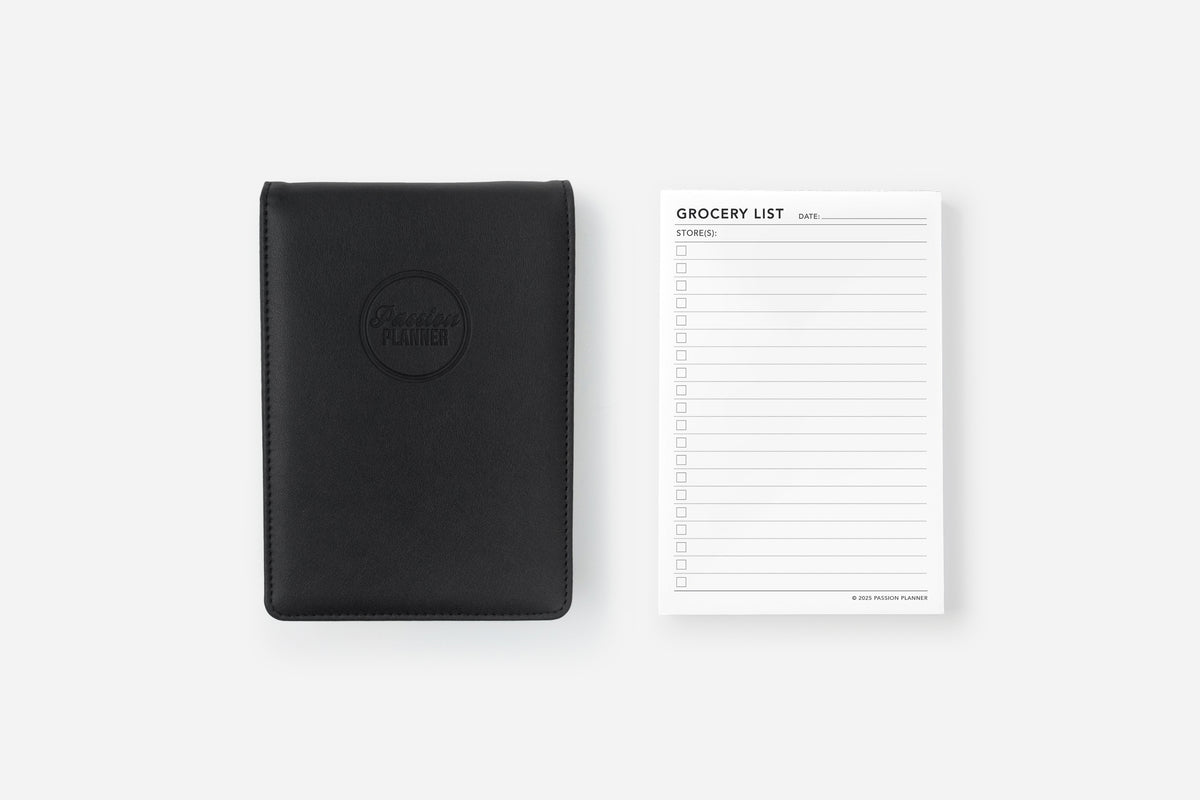 elite black cover and grocery list notepad set
