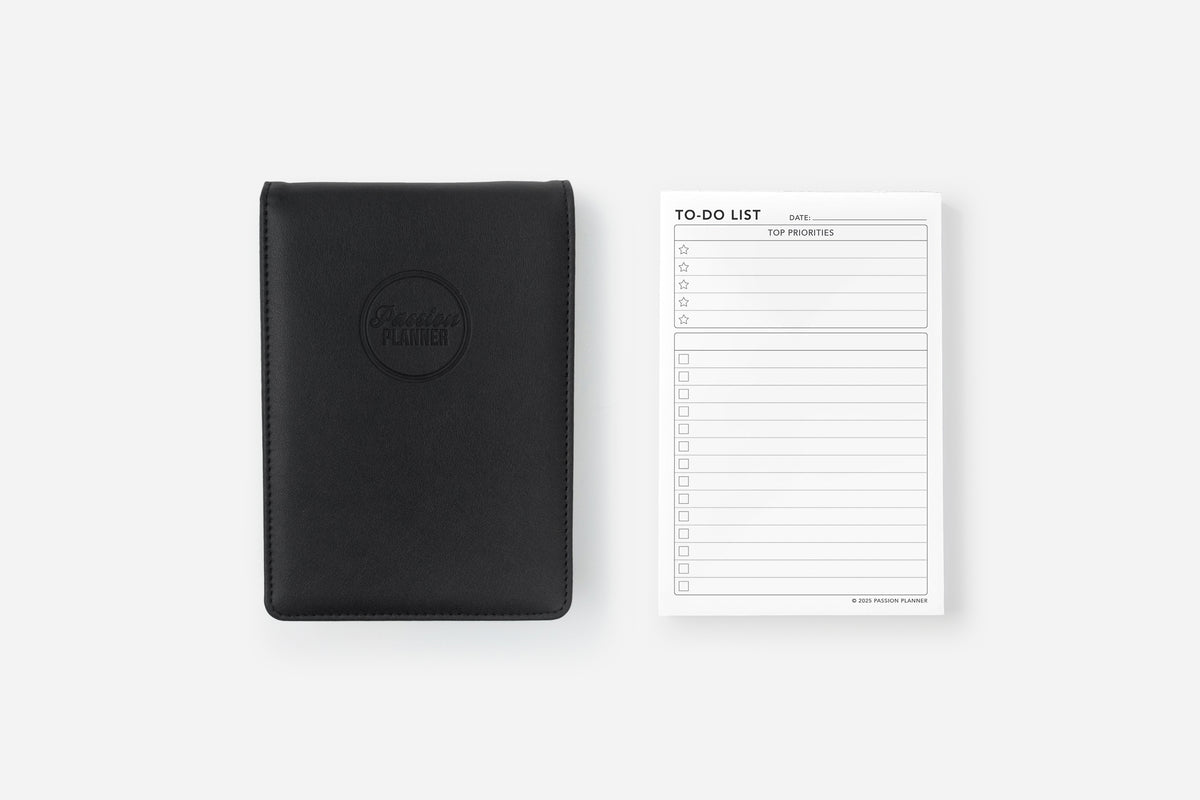 elite black notepad cover and to-do list insert set