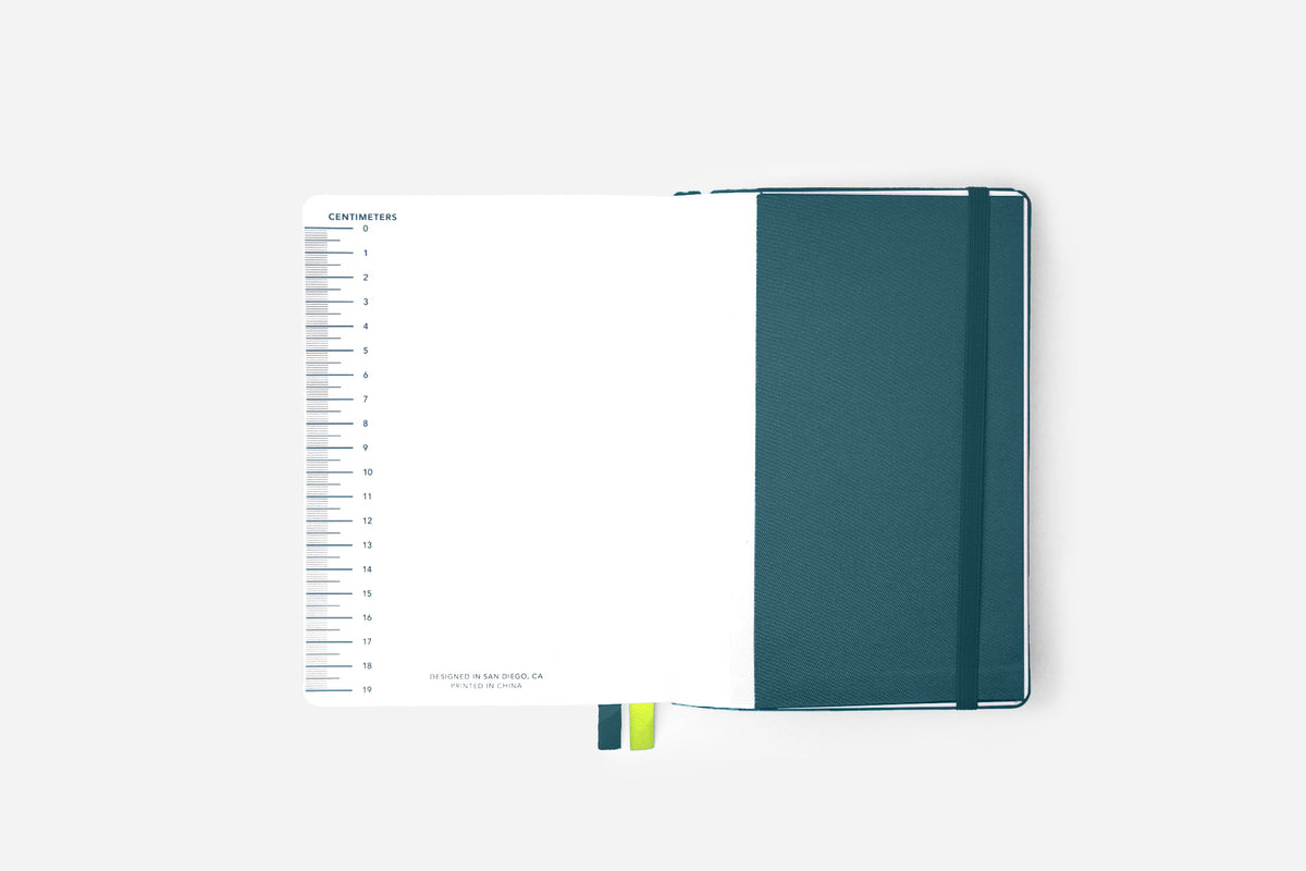 ocean teal bullet journal back pocket