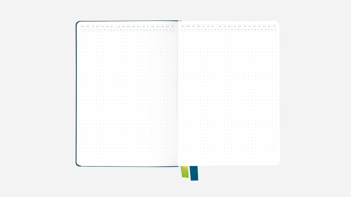ocean teal bullet journal open