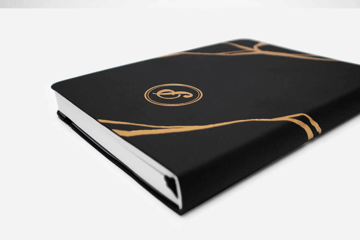 onyx gold foil bullet journal spine