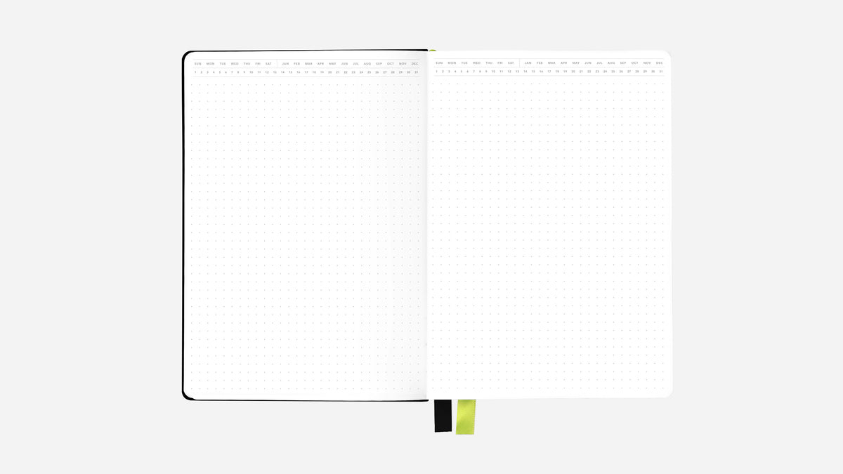 onyx gold foil bullet journal open