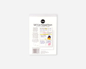 A package of Passion Planner Self-Care Notepad Inserts shown on a light gray background. The white backing card features the black Passion Planner logo and product name, along with a small preview of the colorful notepad pages inside.