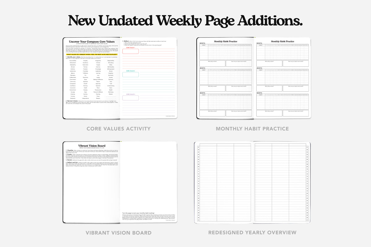 undated weekly planner front page additions