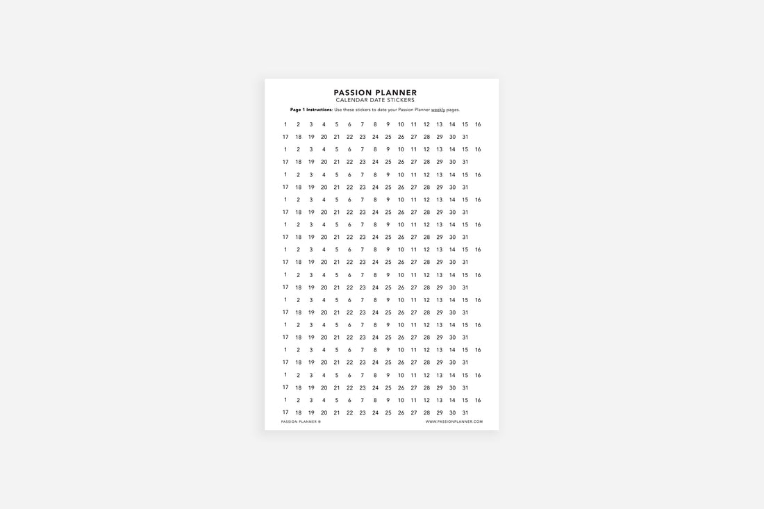 Calendar Date Stickers - Passion Planner