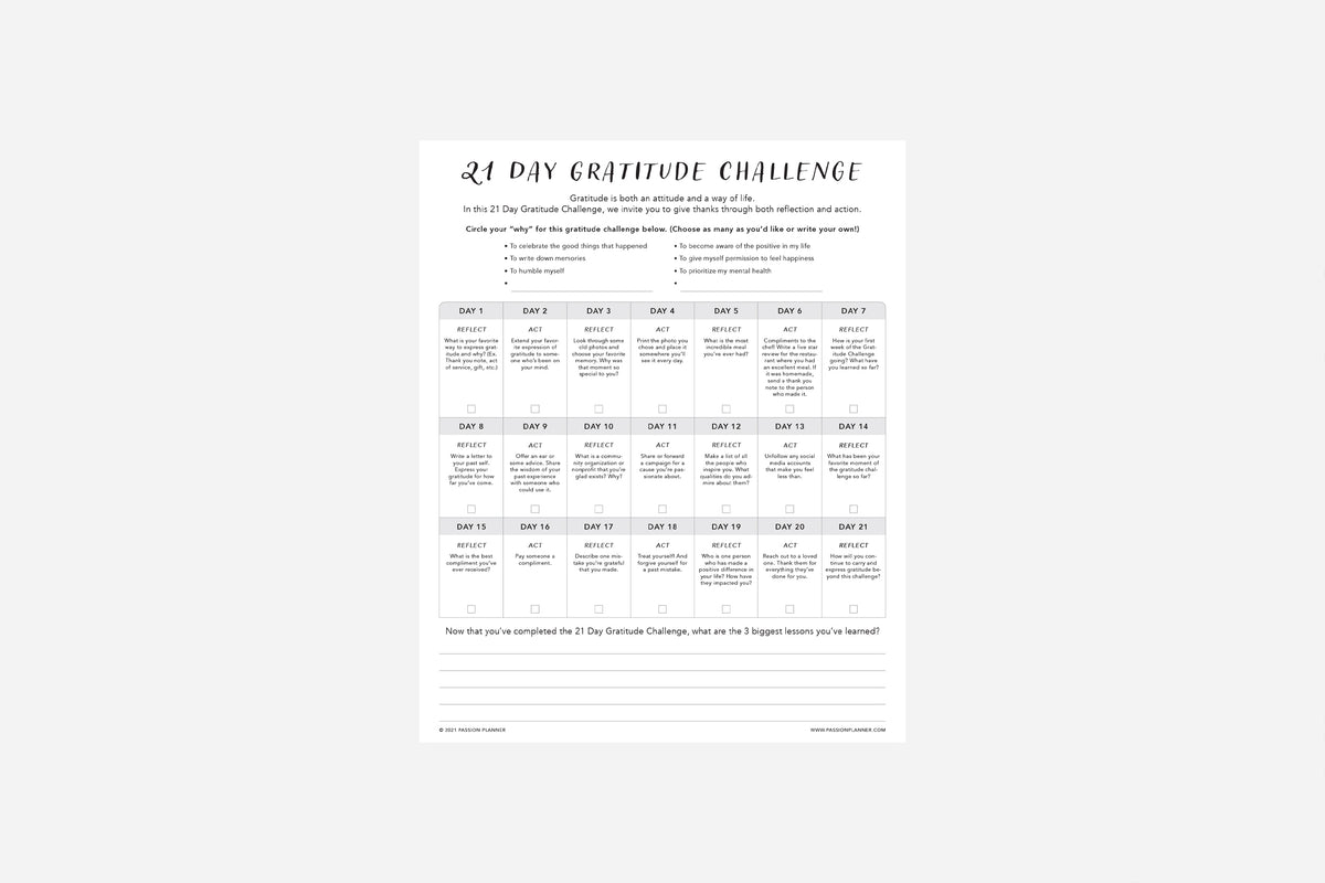 Gratitude Challenge - Passion Planner