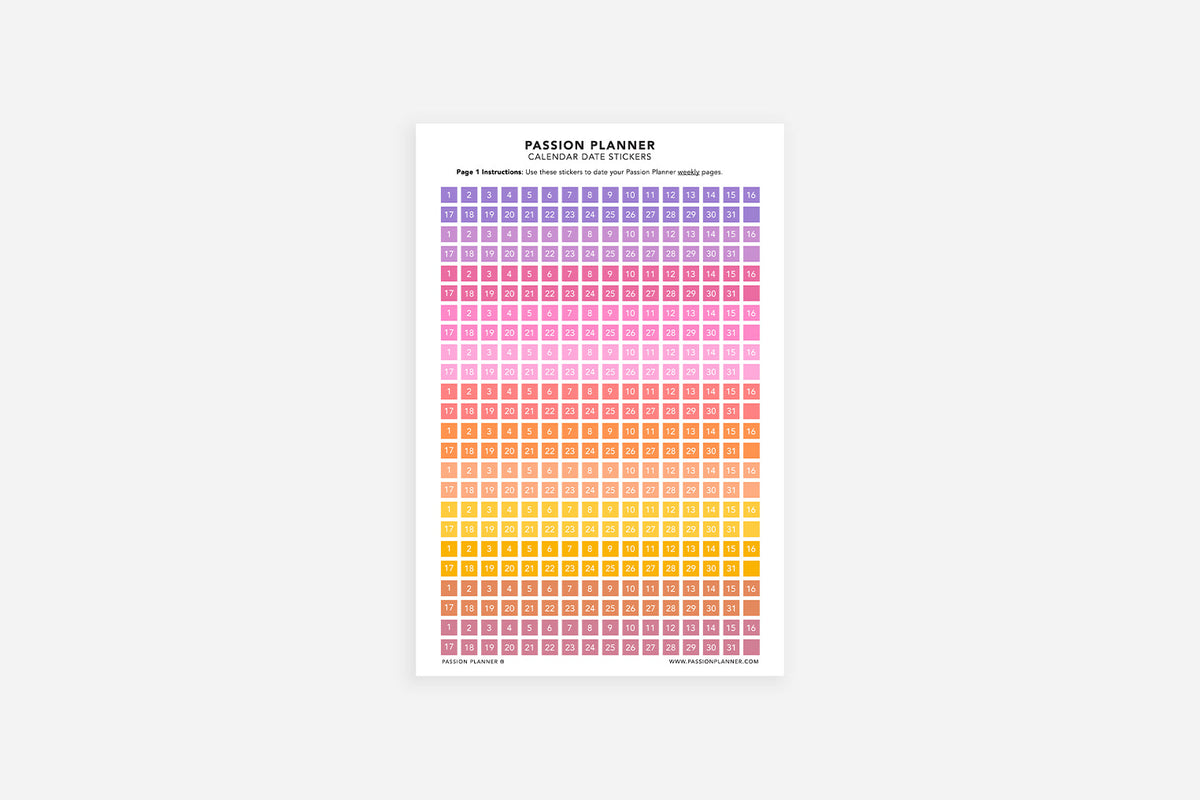 Calendar Date Stickers - Passion Planner