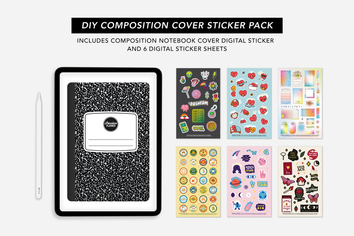 DIY Composition Cover Sticker Pack - Passion Planner