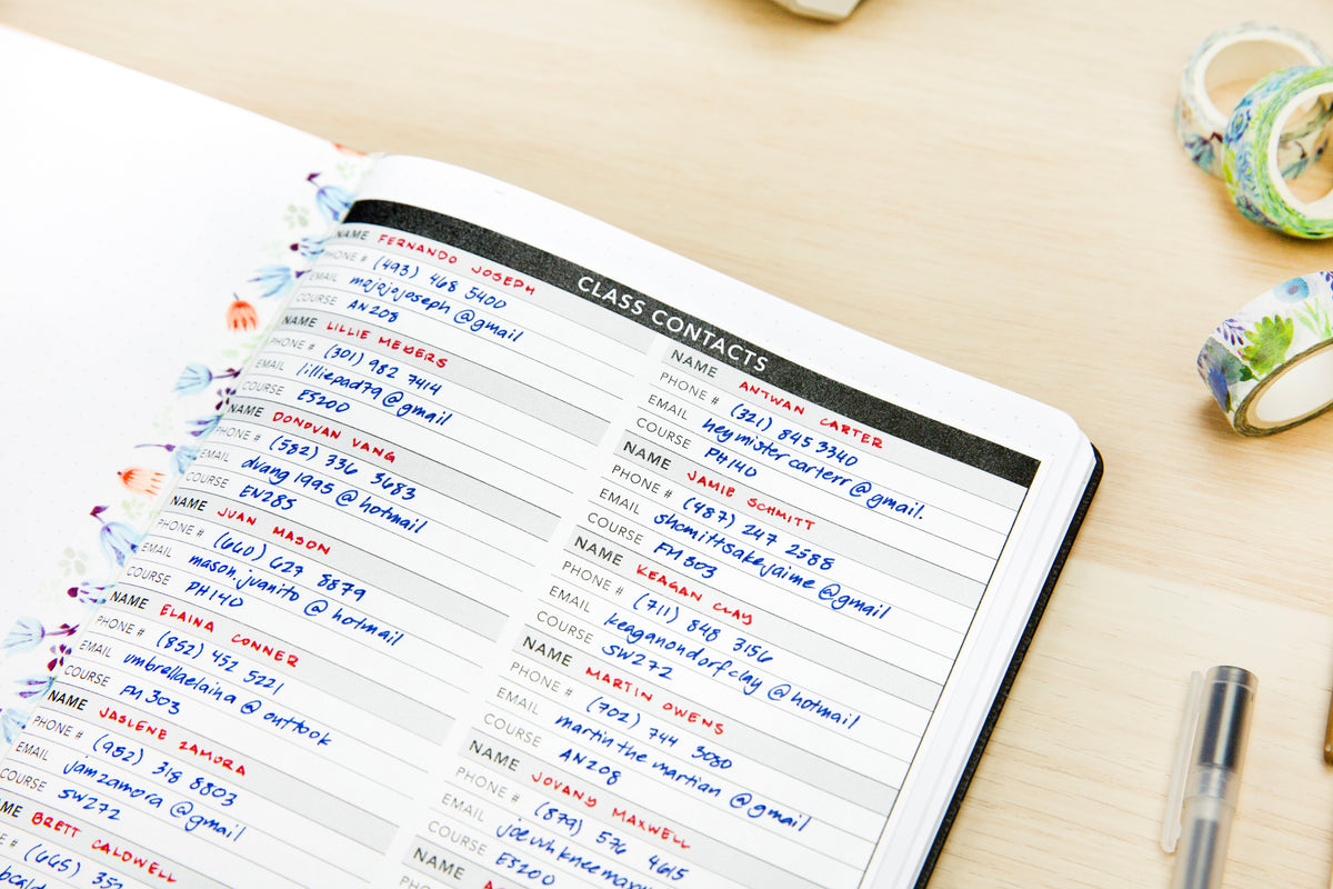 Class Contacts - Passion Planner