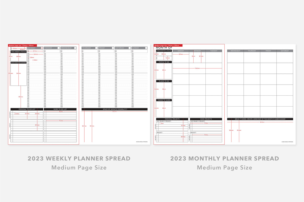 Passion Planner Weekly Layout Size Measurements - Passion Planner