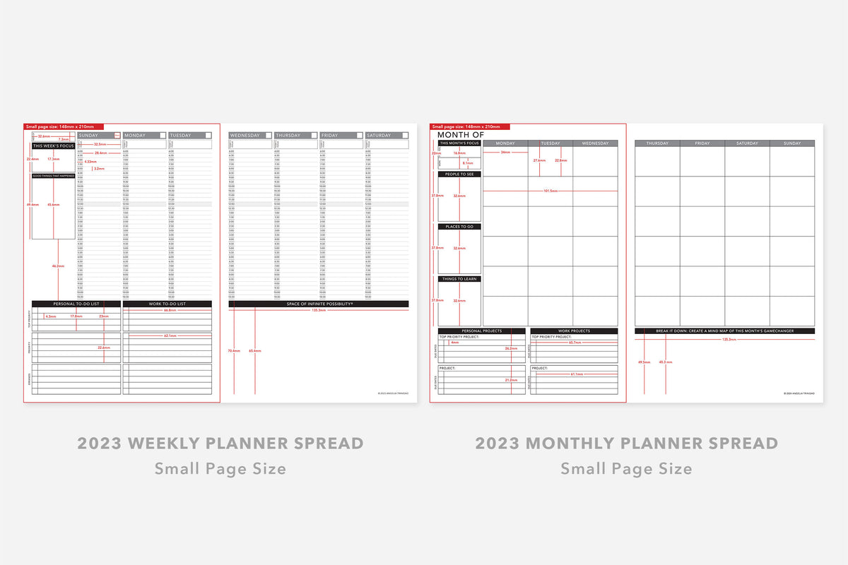 Passion Planner Weekly Layout Size Measurements - Passion Planner
