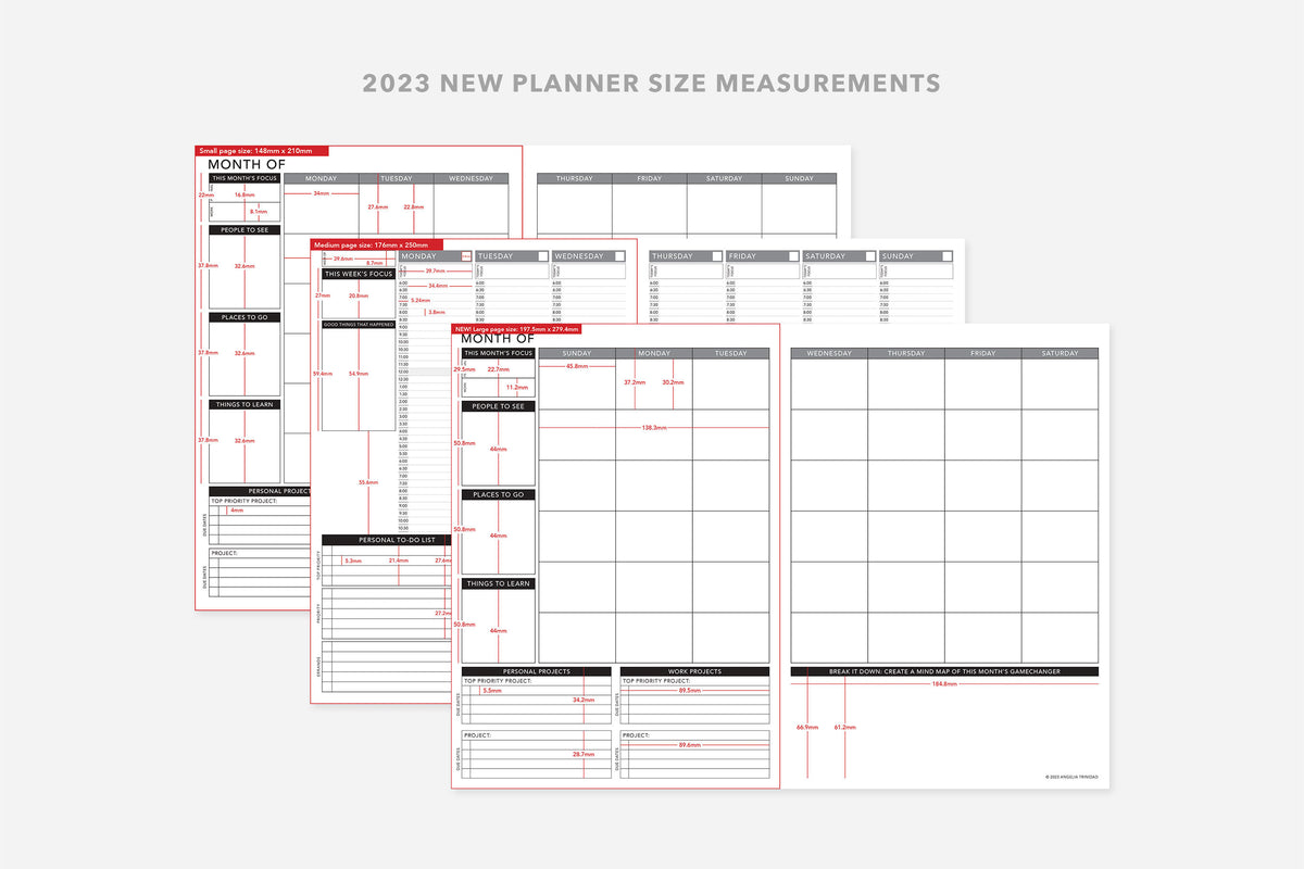 Passion Planner Weekly Layout Size Measurements - Passion Planner