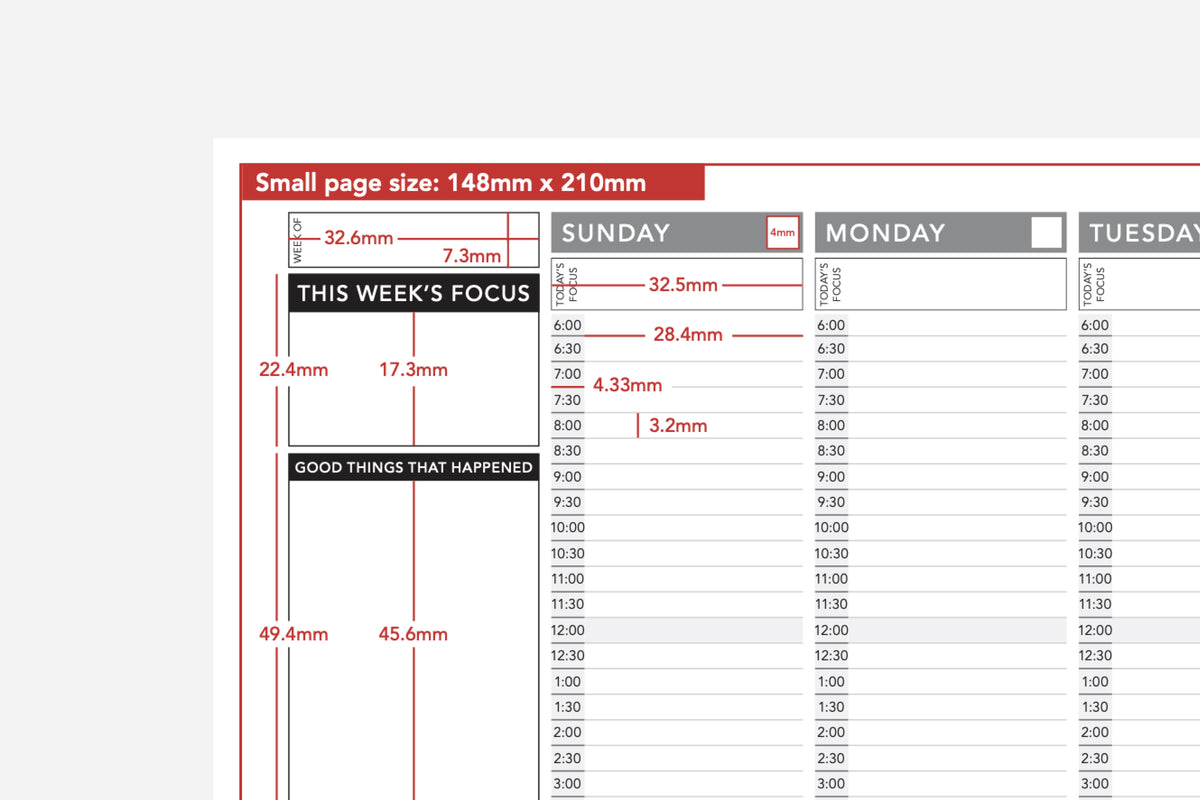 Passion Planner Weekly Layout Size Measurements - Passion Planner