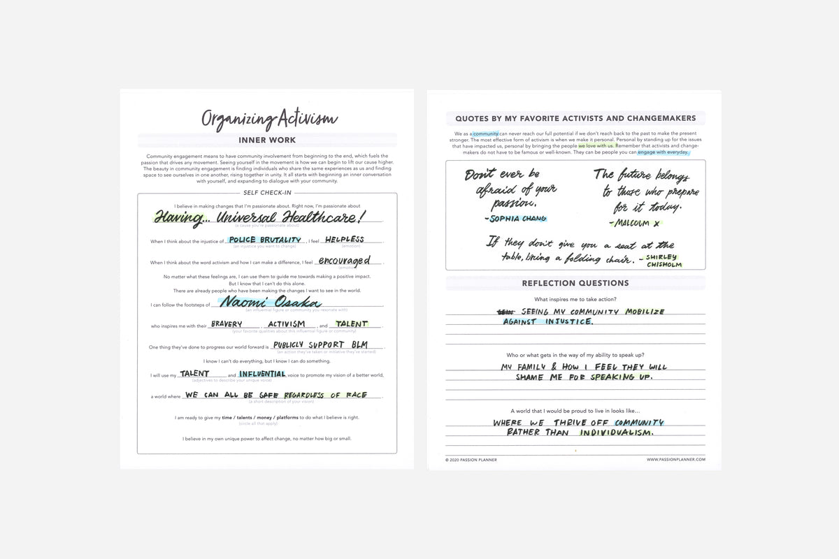Organizing Activism - Passion Planner