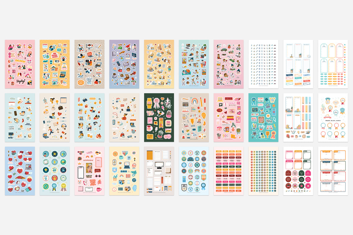 All 30 pages of the 'Adulting' sticker book